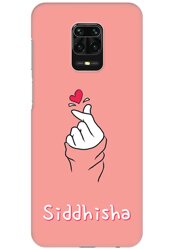 Pink Korean Heart Name Case for Redmi Note 9 Pro Max